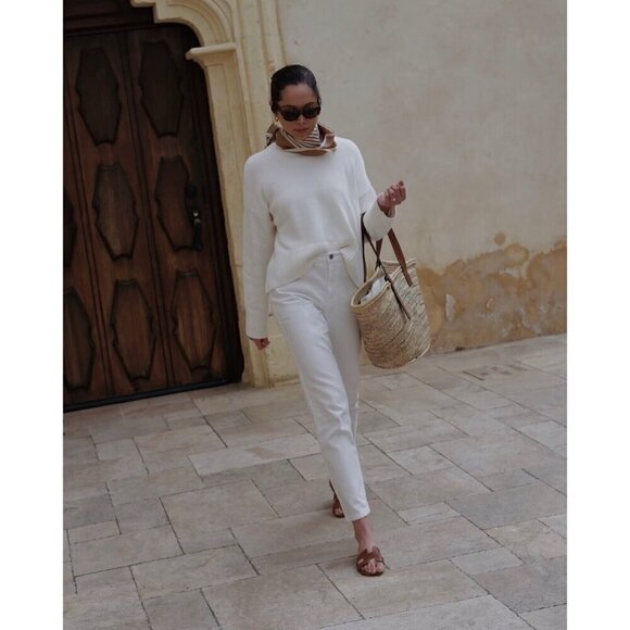 Everlane Womens The Summer Jean Sz 29 Bone White Denim High Rise Relaxed Fit - Picture 2 of 9